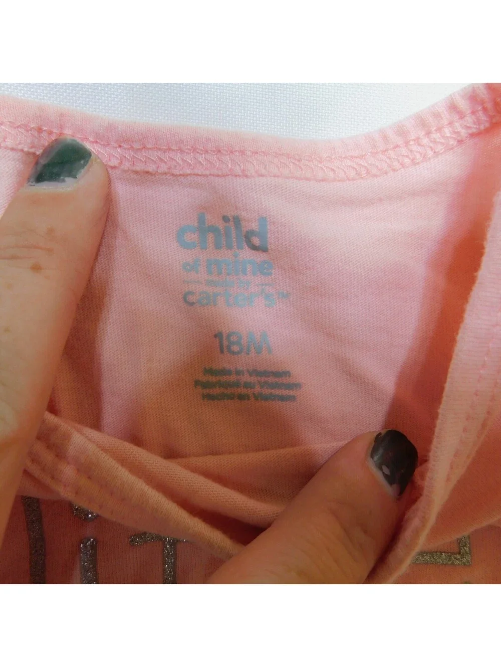 Child of Mine by Carters Baby Girls Shirt Size 18M Pink Little Sister Elephant